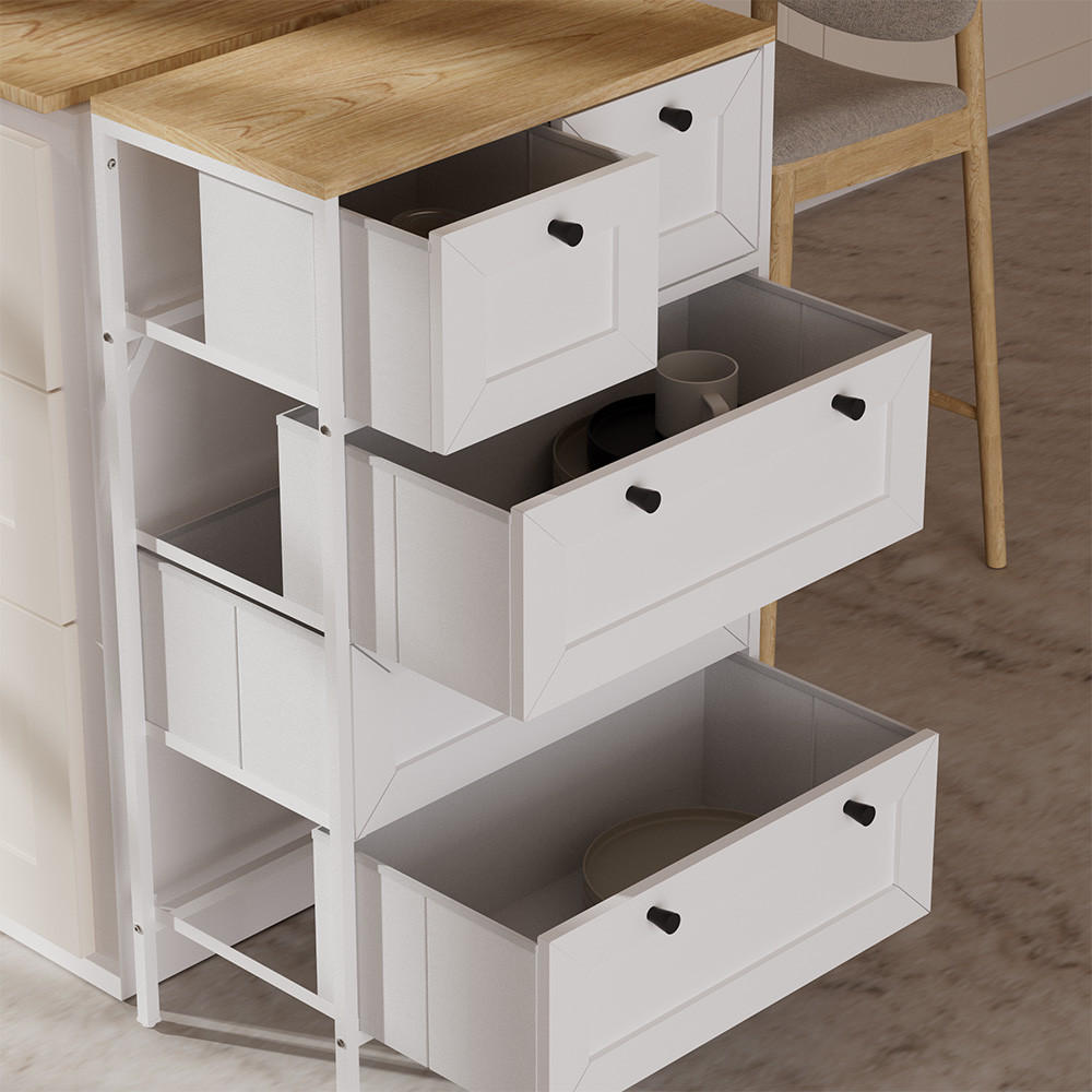 KOMMODE Belaro Weiß 56 x 95 cm mit 5 Schubladen - Weiß, Holzwerkstoff (56/95/30cm) - Vicco