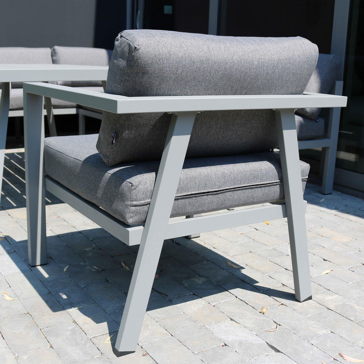 GARTENSET 8-Sitzer, Grau - Grau, Metall - Oviala