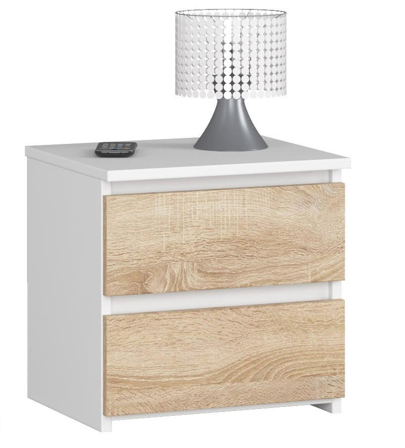 NACHTSCHRANK CL2, Weiß-Sonoma, 40x35x40 cm - Weiß/Sonoma Eiche, Holz (40/40/35cm) - Milordbikes
