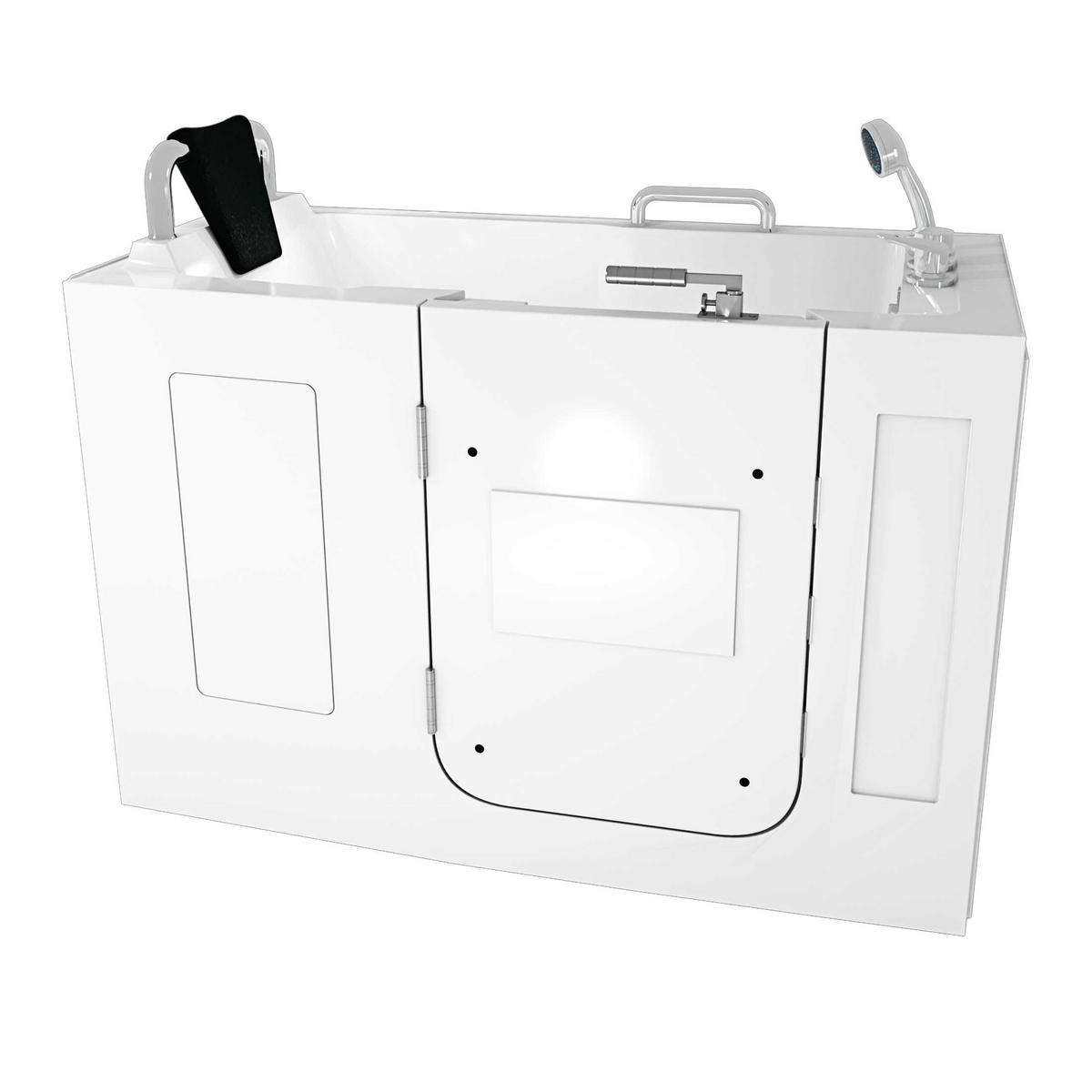 SITZBADEWANNE Senioren Wanne mit Tür S07-B-L 140x76cm - Weiß, Glas/Kunststoff (76/116/140cm) - AcquaVapore by Sandra Jentho