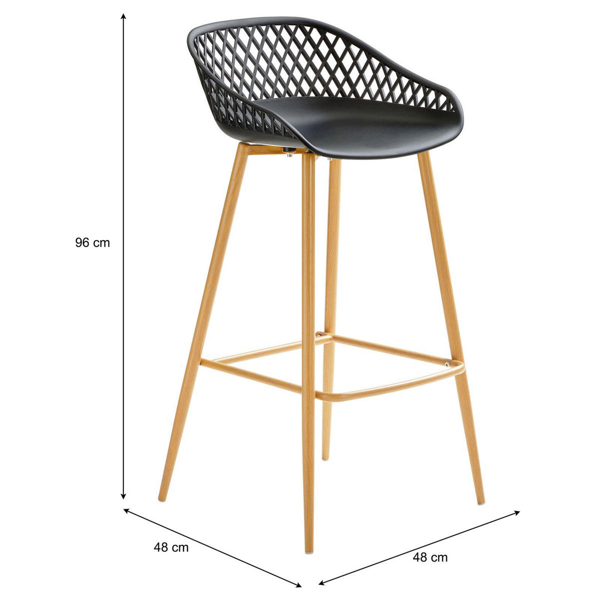 BARHOCKER IREK 2er-Set schwarz/Sonoma Eiche - Schwarz/Sonoma Eiche, Textil (47/99/49cm) - IDIMEX