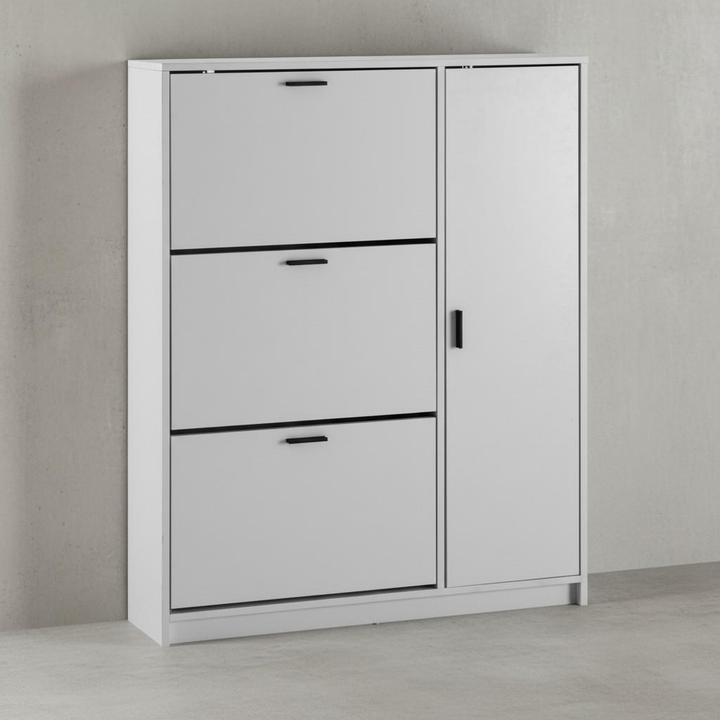 SCHUHSCHRANK – Weiß, 90x120x24 cm, Schuhkipper geschlossen, mit Ablage - Weiß, Holzwerkstoff (90/120/24cm) - KADIMA DESIGN