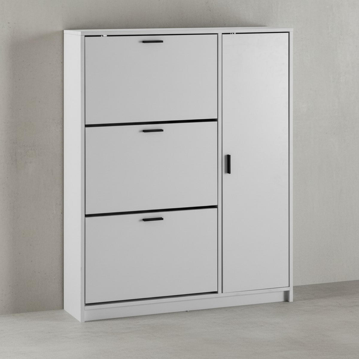 SCHUHSCHRANK – Weiß, 90x120x24 cm, Schuhkipper geschlossen, mit Ablage - Weiß, Holzwerkstoff (90/120/24cm) - KADIMA DESIGN