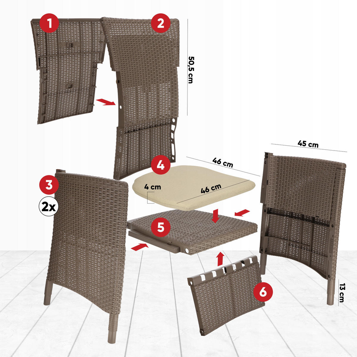 GARTENMÖBEL-SET 2 Stühle + Tisch, beige - Beige, Kunststoff (60/62cm) - KADAX