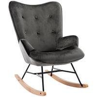 SCHAUKELSTUHL Samt dunkelgrau - Dunkelgrau, Textil/Metall (71/98/88cm) - CLP