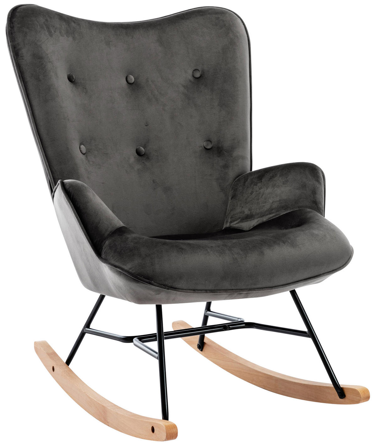 SCHAUKELSTUHL Samt dunkelgrau - Dunkelgrau, Textil/Metall (71/98/88cm) - CLP
