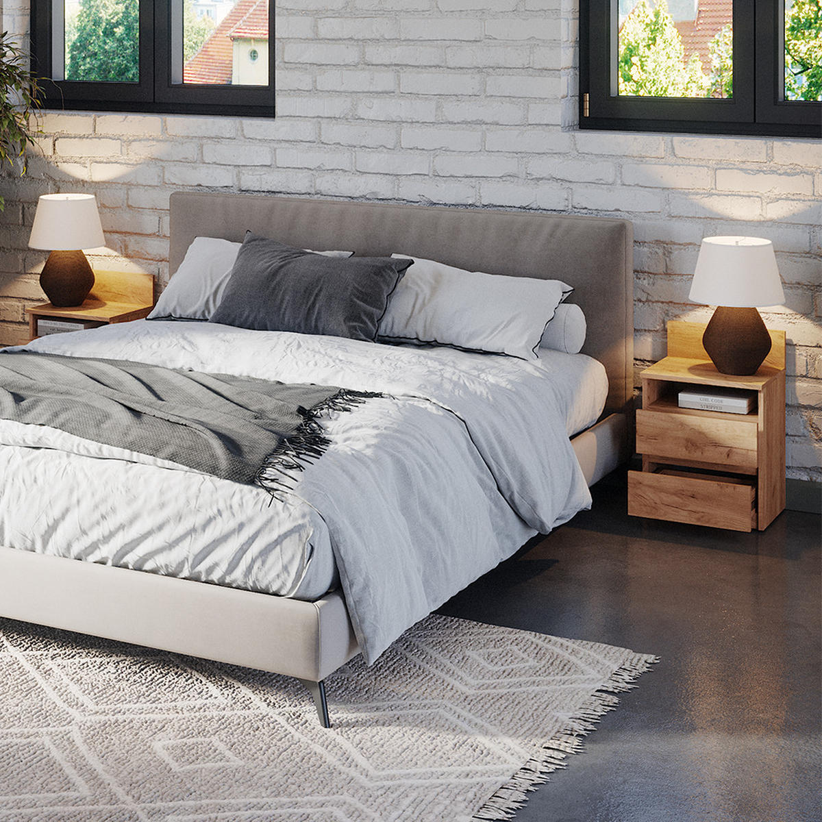 NACHTTISCH Monty Goldkraft Eiche 39.6 x 59.1 cm - Eiche Wotan, Holzwerkstoff (32.3/59.1/39.6cm) - Vicco