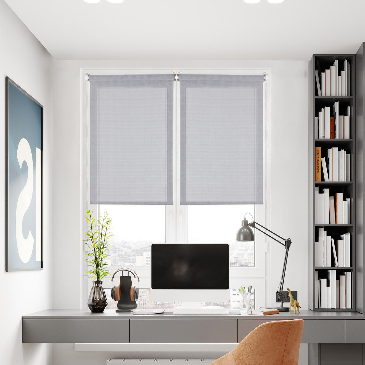 SCREEN-ROLLO without drilling Grau 75X180 - Grau, Kunststoff (75/180cm) - STORESDECO