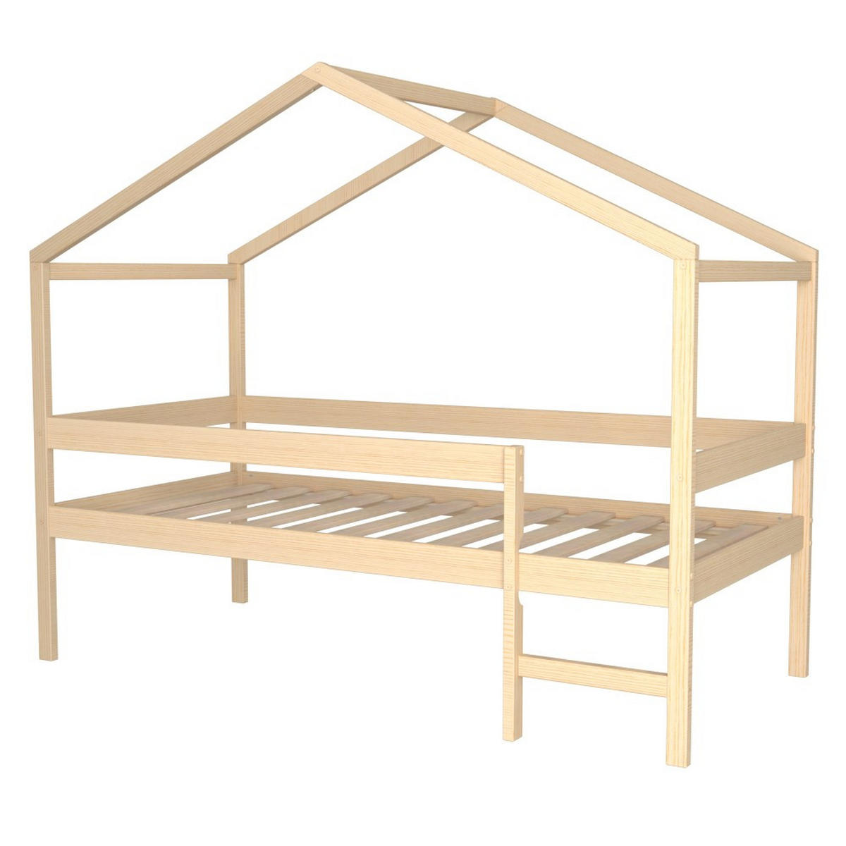 HAUSBETT MIKA mit Lattenrost/ Kinderbett 90x190 - Naturholz - Naturfarben, Holz (90/190cm) - Weber Industries