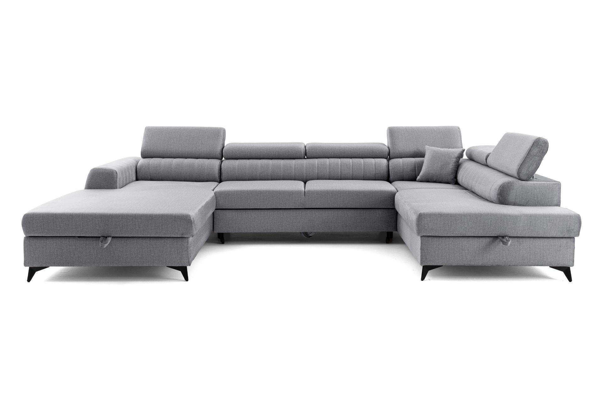 ECKSOFA U-Form PIERO U Rechts mit Schlaffunktion 125x260 Velours Grau - Schwarz/Grau, Holz/Textil (203/90/350cm) - Muffo