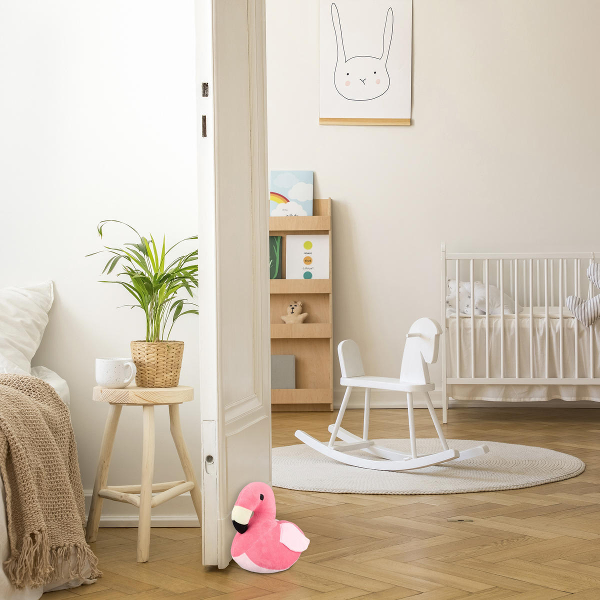 DÖRRSTOPP Rosa Flamingo Polyester - Rosa, Textil/Naturmaterial (14/21cm) - Relaxdays