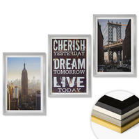 WANDBILDER 3er Set - 40x60 cm Silberner Rahmen - Zitat über New Yorker Landschaften - Silberfarben, Kunststoff (40/60cm) - ArtPrintCave