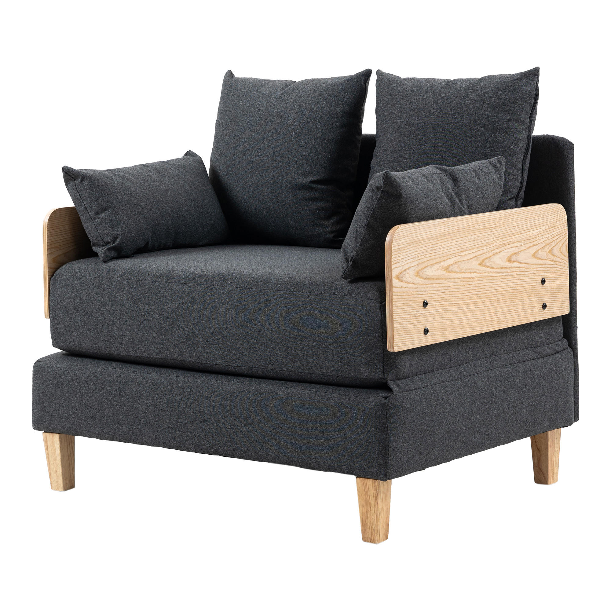 SCHLAFSOFA Seinlus - Dunkelgrau, Holz/Holzwerkstoff (88/47/68cm) - [en.casa]