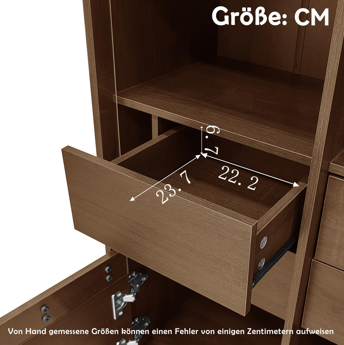 VITRINE 75.5x35x164.5cm in Holz mit Glasfront & Schubladen - Walnussfarben, Holzwerkstoff (75.5/164.5/35cm) - Modfu