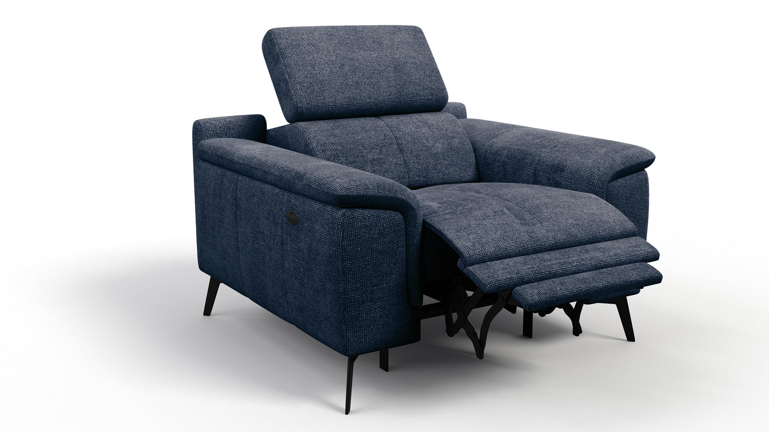 SESSEL FIERO mit Relaxfunktion, dunkelblau - Schwarz/Dunkelblau, Holzwerkstoff/Textil (114/82/103cm) - Courtois Laville