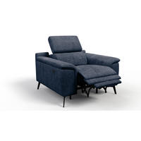 SESSEL FIERO mit Relaxfunktion, dunkelblau - Schwarz/Dunkelblau, Holzwerkstoff/Textil (114/82/103cm) - Courtois Laville