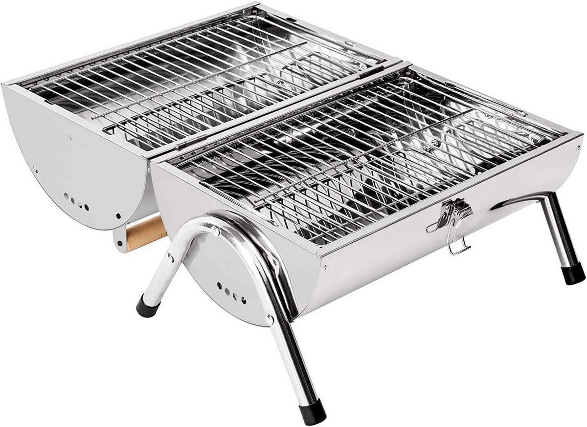 HOLZKOHLEGRILL 502598 Edelstahl 41x27 cm - Silberfarben, Metall (41/30/27cm) - Resch
