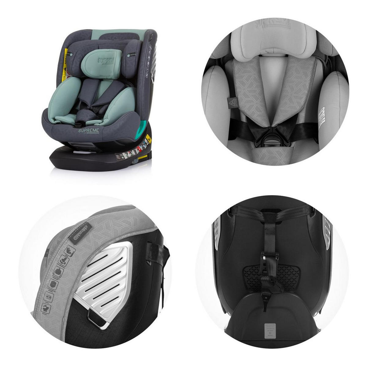 KINDERSITZ i-Size Supreme grün (40-150 cm) verstellbar 360° drehbar Isofix - Grün, Kunststoff (44/75/45cm) - Chipolino