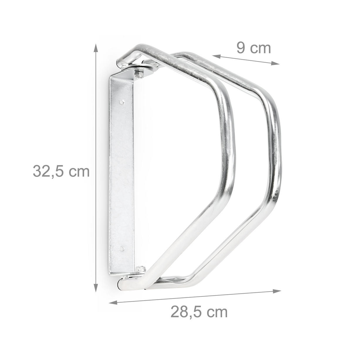 FAHRRADSTÄNDER Silber Wandmontage Metall schwenkbar 180° 32,5 cm - Silberfarben, Metall (9/28.5/32.5cm) - Relaxdays