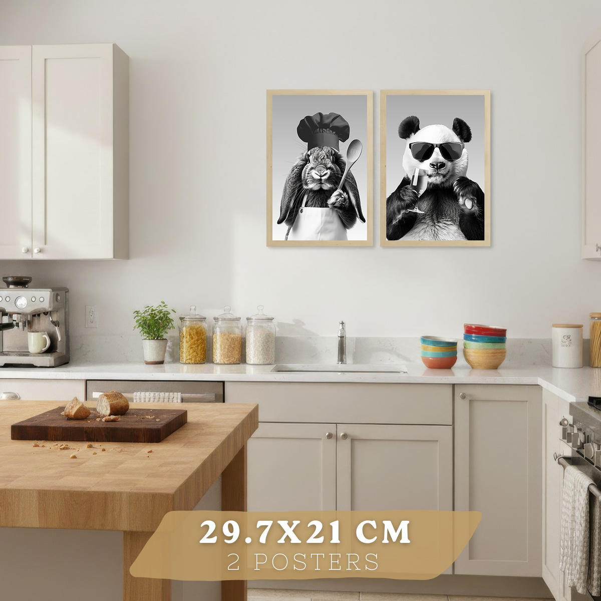 PLAKAT Sada 4 Legrační Zvířata byn A4 bez rámu - čirá, papír (29.7/1/21cm) - Nacnic