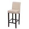 BARHOCKER gepolstert mit Lehne Sitzhöhe 75cm Holz Creme dunkle Beine Kunstleder - Creme, Kunststoff (39/105/53cm) - PROREGAL