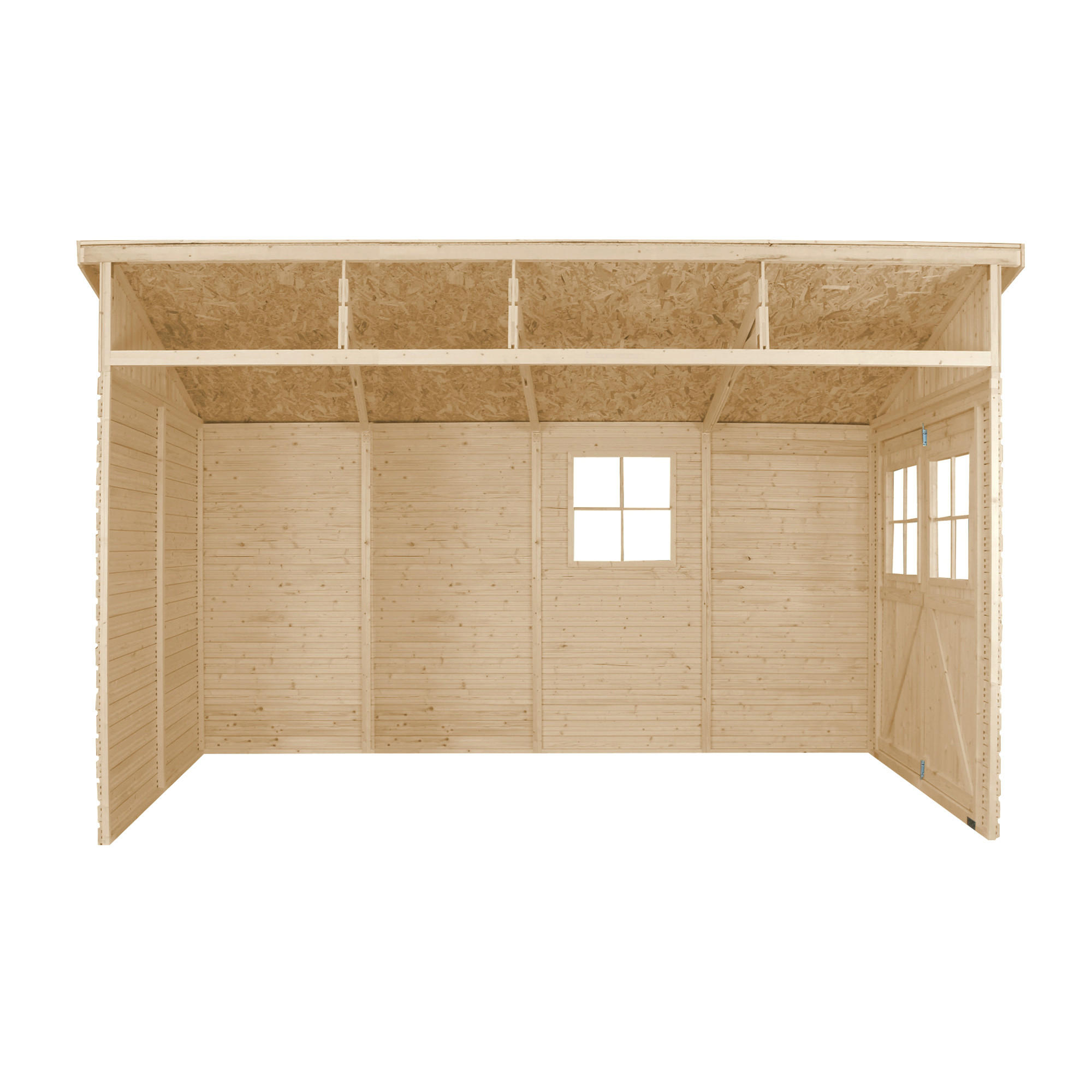 HOLZ-GARTHENHAUS (ohne Seitenwand) - H244x211x416 cm/8 m2 - M340 - Beige, Holz (216/243/395cm) - Timbela