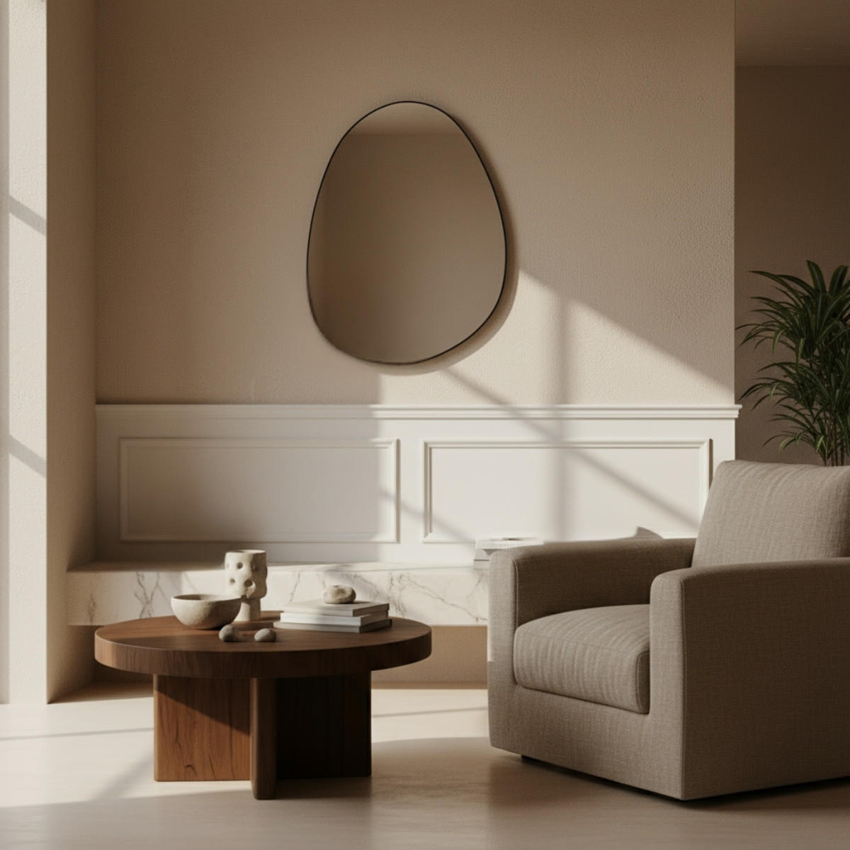 WANDSPIEGEL Asym 75/55 cm - Schwarz, Glas (55/75/0.4cm) - EDAXO