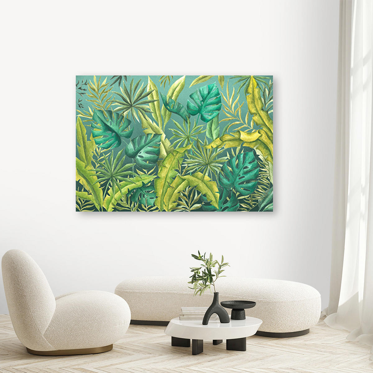 WANDBILD monster's blätter - Grün, Textil (60/40cm) - Feeby