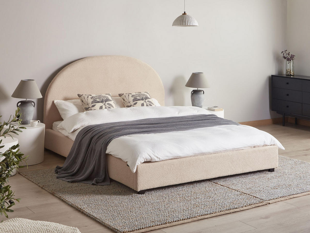 BETT mit Lattenrost 160/200 cm Beige Vaucluse - Beige, Textil (160/200cm) - Beliani