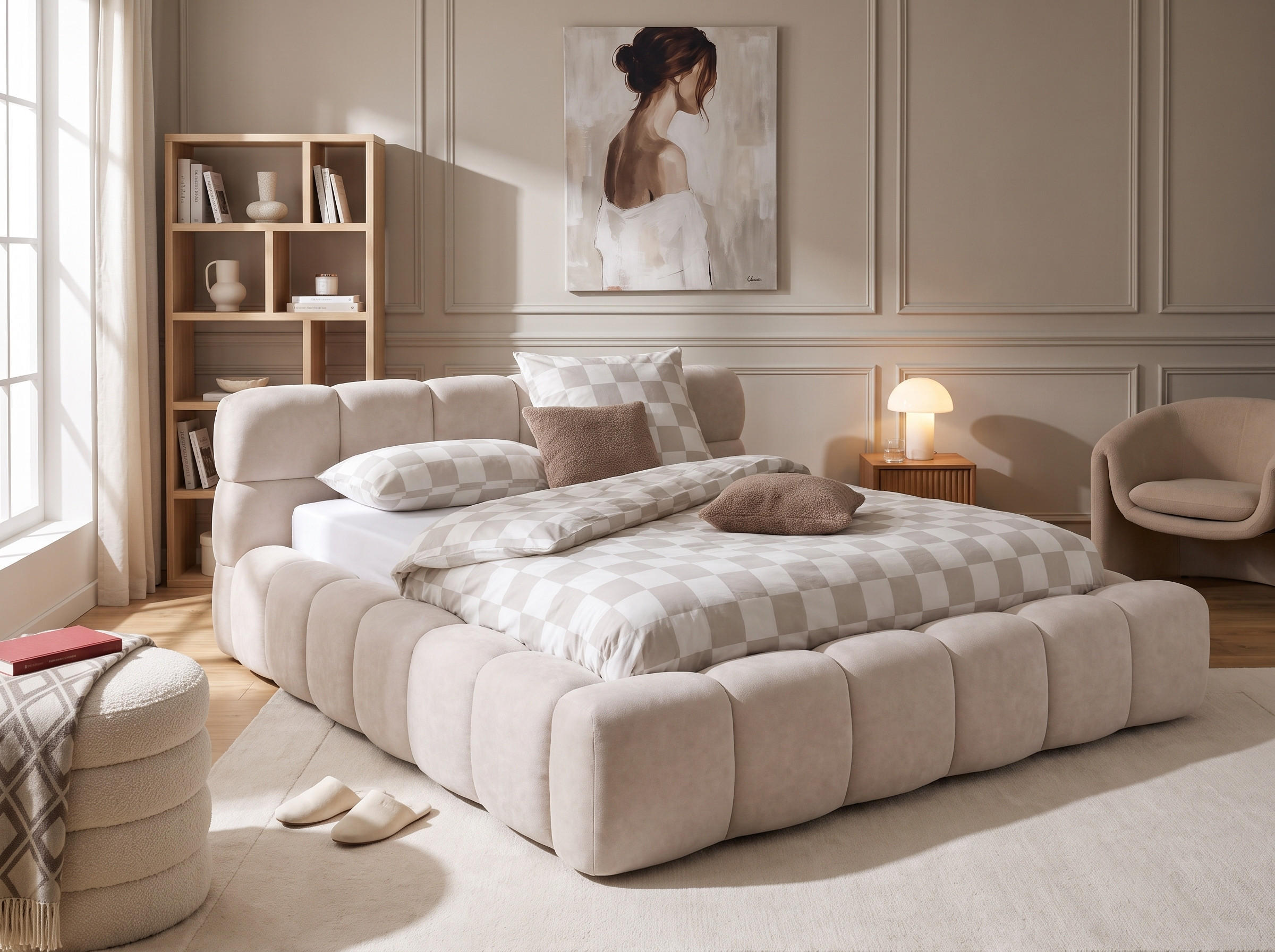 wonello Polsterbett Beige 140x200 cm