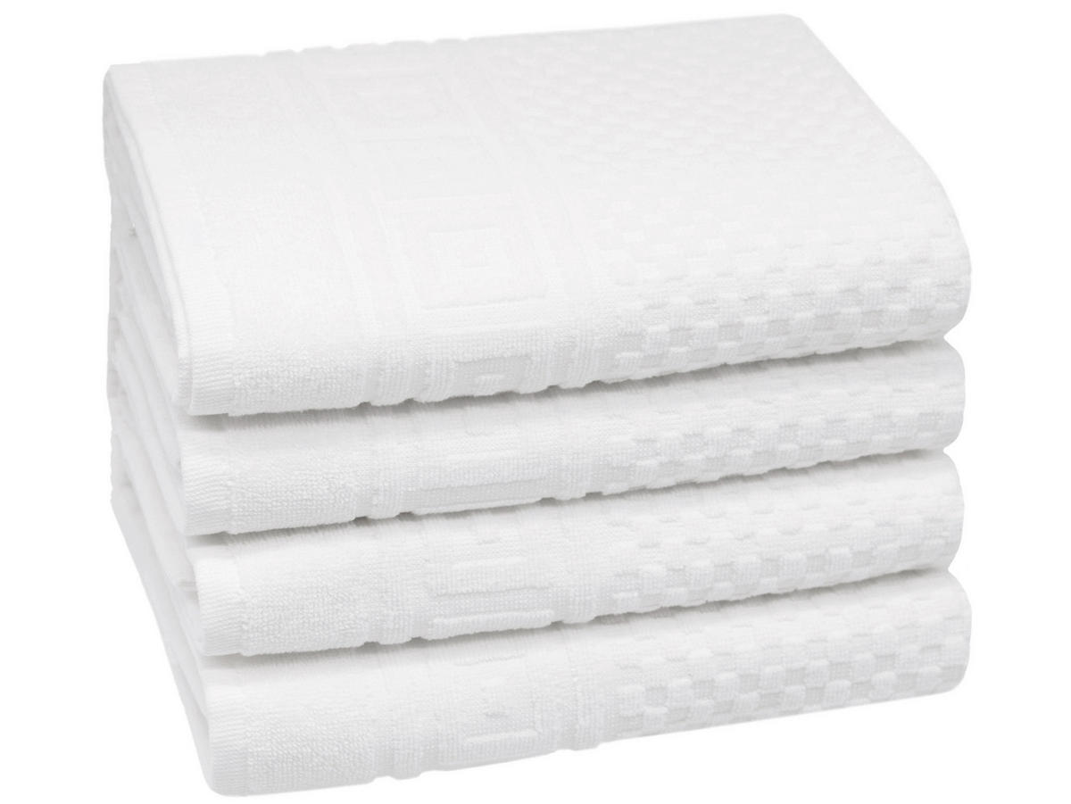 HANDTÜCHER, 4er-Set, 50x100 cm, 100% Baumwolle, Weiß - Weiß, Textil (50/100cm) - Zollner