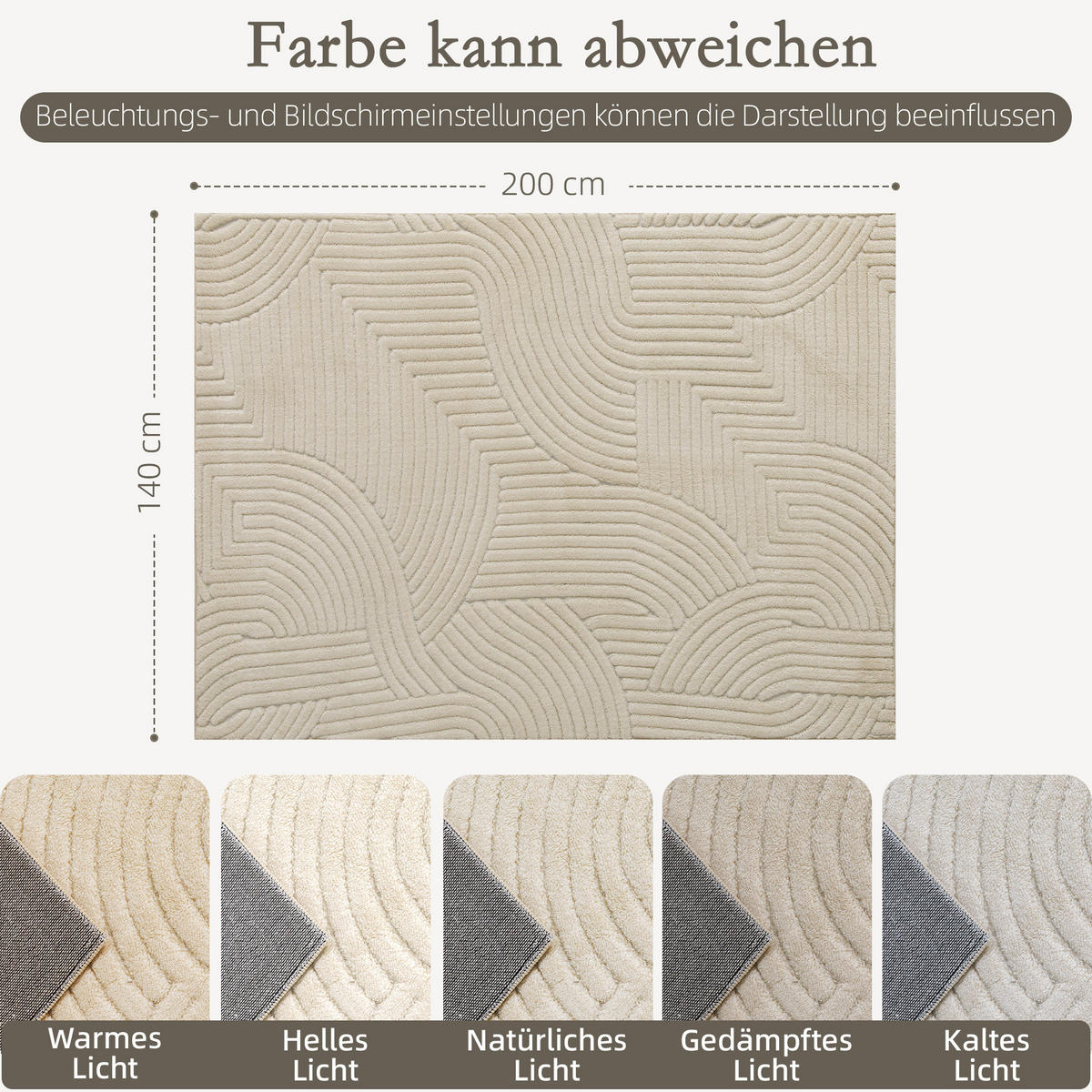 TEPPICH Polyester Cremeweiß - Creme, Textil (140/200cm) - HOMCOM