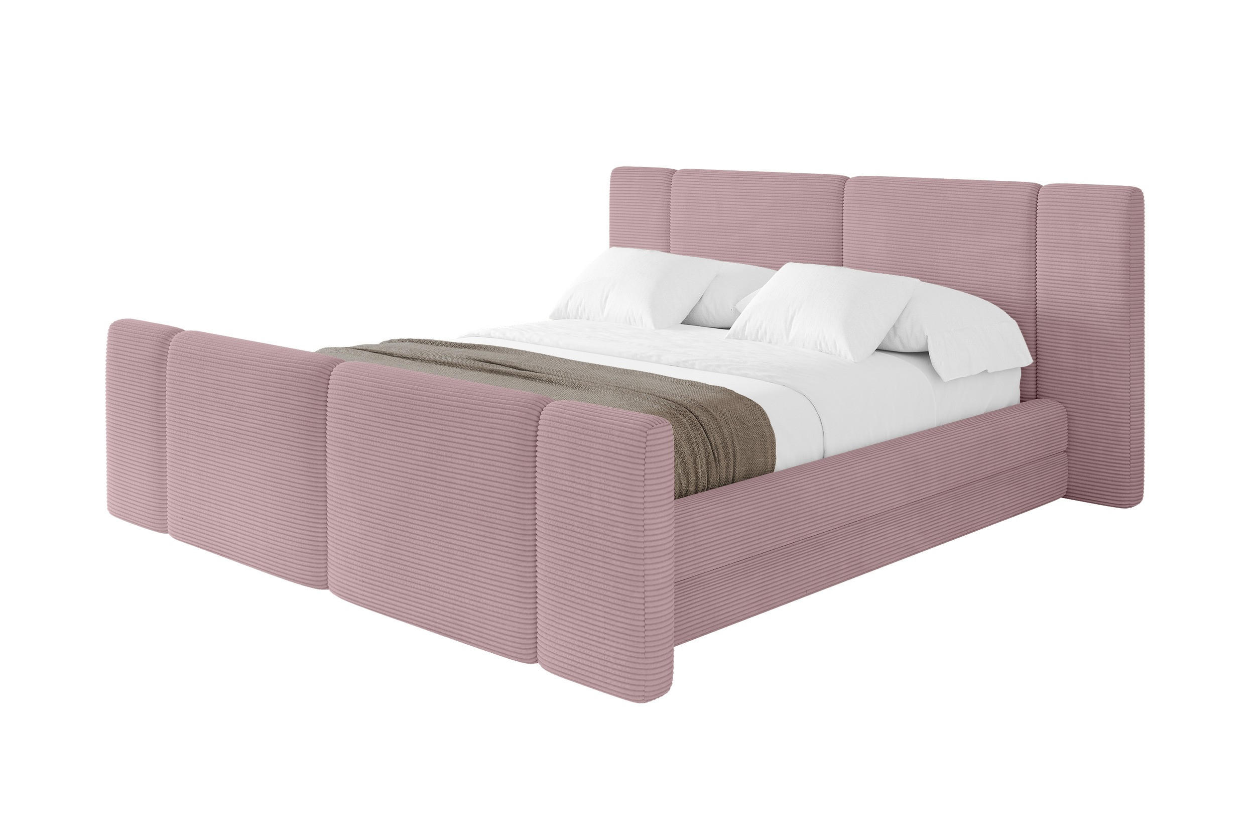 POLSTERBETT mit Bettkasten, Fußteil und Lattenrost, Bett mit Matratze H3/H4 - TEVO-Z 140x200 Rosa - Rosa, Holzwerkstoff/Textil (140/200cm) - ALTDECOR