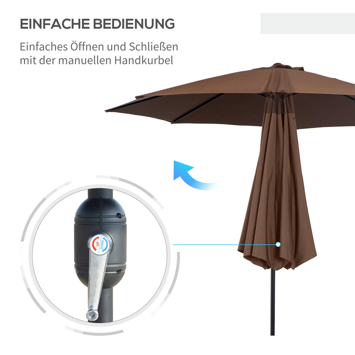 SONNENSCHIRM, Stahl, Polyester, Kaffee - Braun, Metall (295/295cm) - Outsunny