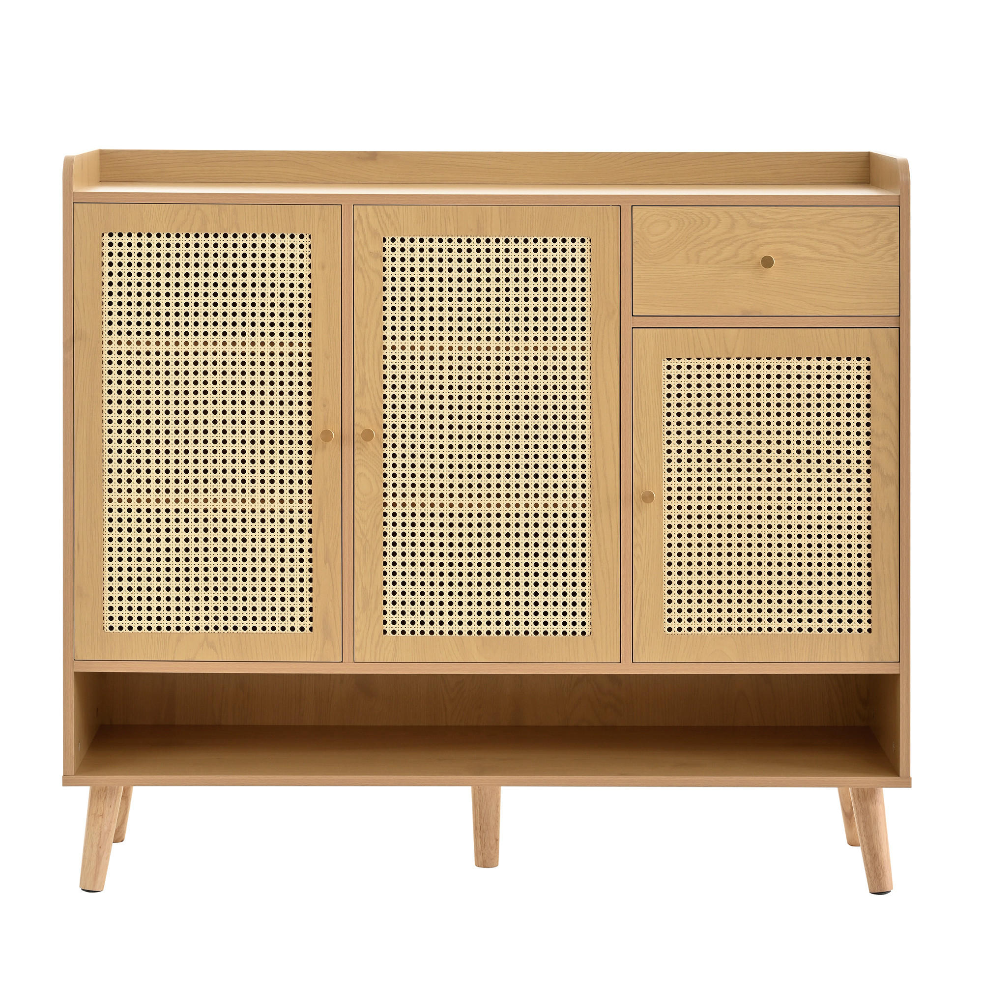 SCHUHSCHRANK Rattan mit 3 Türen Natural 120x35x106cm - Naturfarben, Holzwerkstoff (35/106/120cm) - FLIEKS