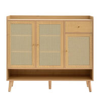 SCHUHSCHRANK Rattan mit 3 Türen Natural 120x35x106cm - Naturfarben, Holzwerkstoff (35/106/120cm) - FLIEKS