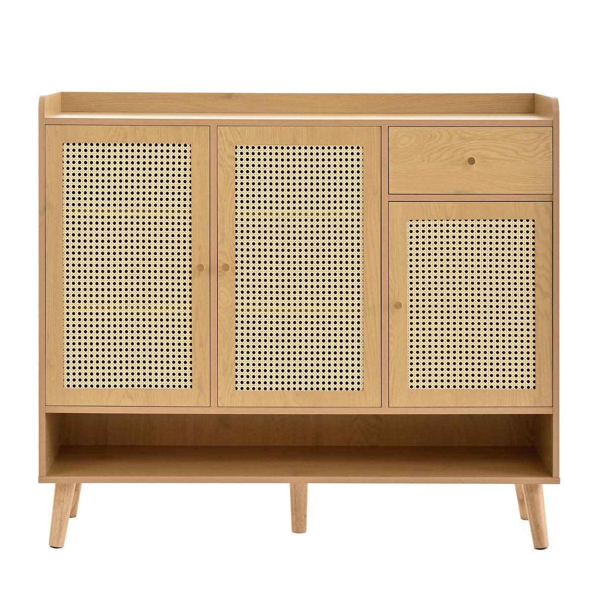 SCHUHSCHRANK Rattan mit 3 Türen Natural 120x35x106cm - Naturfarben, Holzwerkstoff (35/106/120cm) - FLIEKS