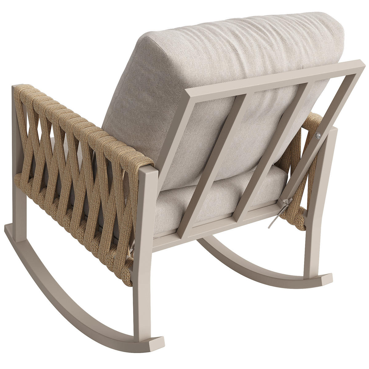SCHAUKELSTUHL Outdoor 1 Set Metall Kissen 120kg wetterfest - Beige, Metall (79/78/65cm) - FLIEKS