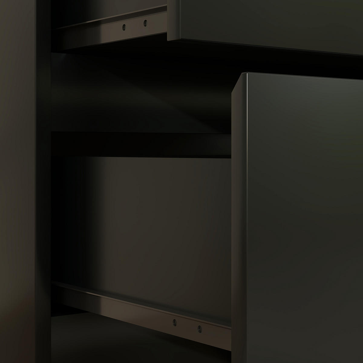 KOMOODE DE-12963 3 Schubladen, grifflos Schwarz - Schwarz, Holzwerkstoff (80/73/39cm) - ComfortXL