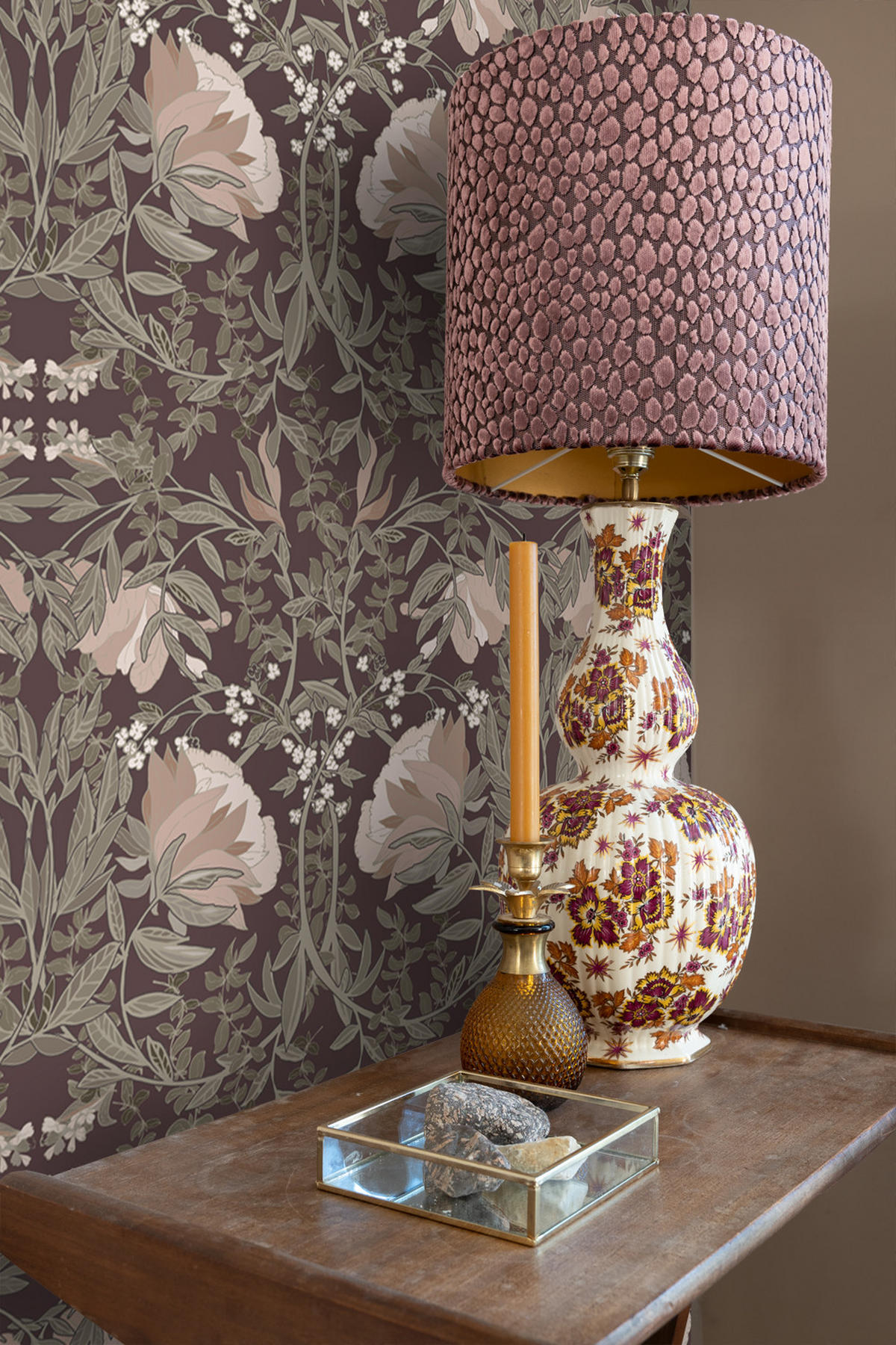 TAPETE Blumenmuster im Jugendstil 50 x 900 cm - Lila, Papier (50/900cm) - ESTAhome