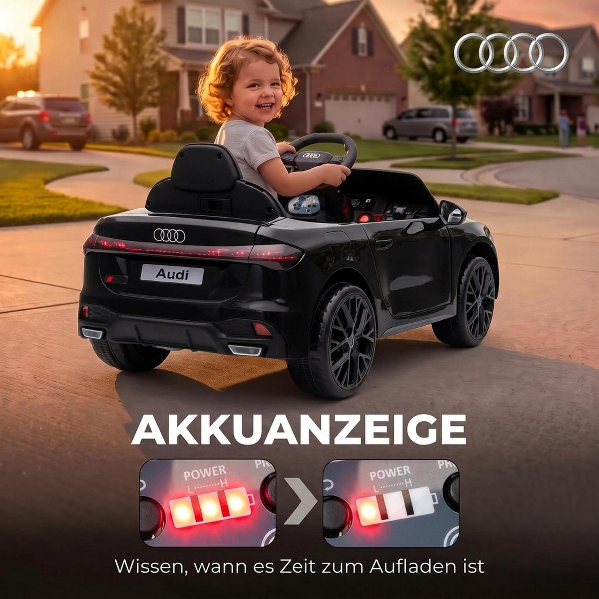 KINDER-ELEKTROAUTO Kunststoff Schwarz - Schwarz, Kunststoff (101/55/43cm) - AIYAPLAY