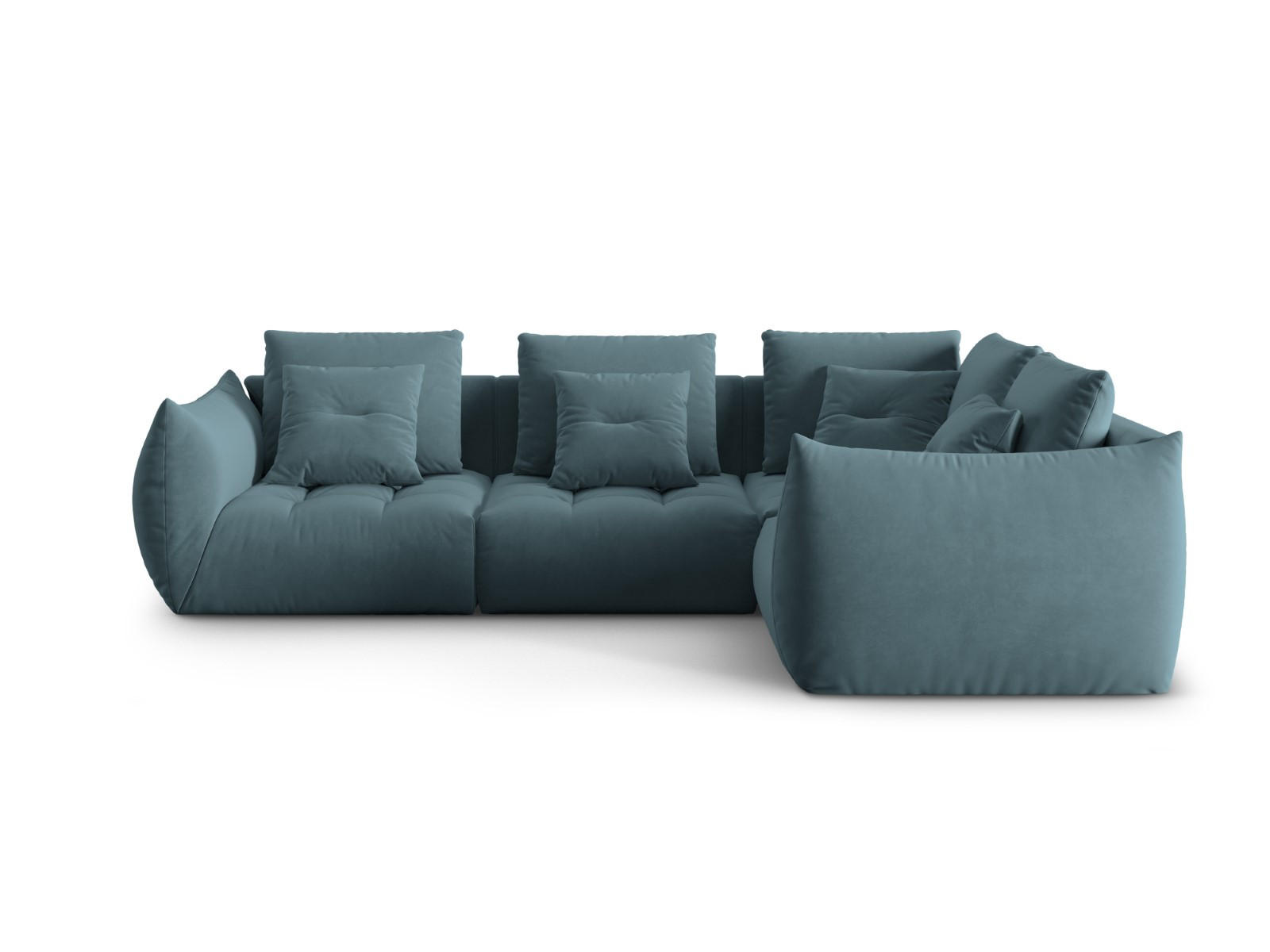 ECKSOFA modular rechts Bloom aus Samt pastellblau 3 Sitzplätze - Pastellblau, Textil (216/316cm) - Micadoni
