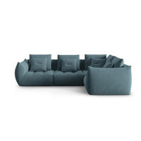 ECKSOFA modular rechts Bloom aus Samt pastellblau 3 Sitzplätze - Pastellblau, Textil (216/316cm) - Micadoni