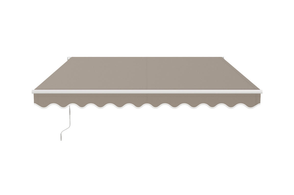 MONOBLOCK-MARKISE VECCHIO Weißes Gestell - leinwand Taupe 3x2,5m - Premium-Leinwand 320g/m² - Taupe, Metall (304/218/250cm) - Cazeboo