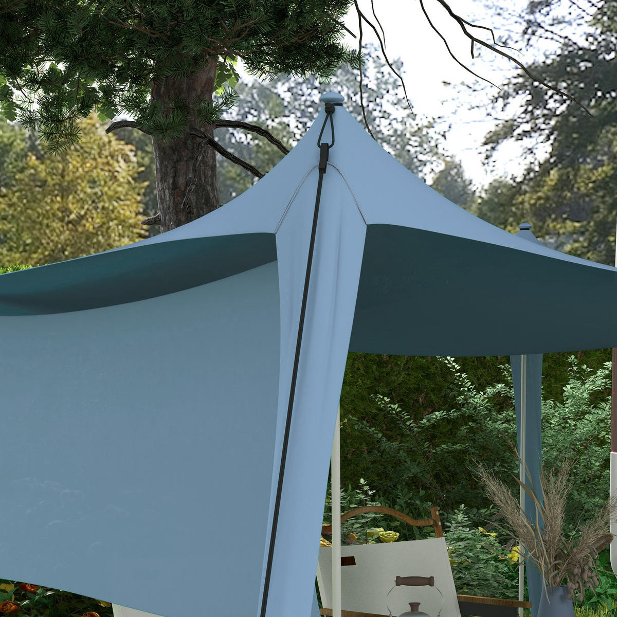 GARTENZELT Blau, Polyammoniak, Stahl - Blau, Metall (300/300cm) - Outsunny