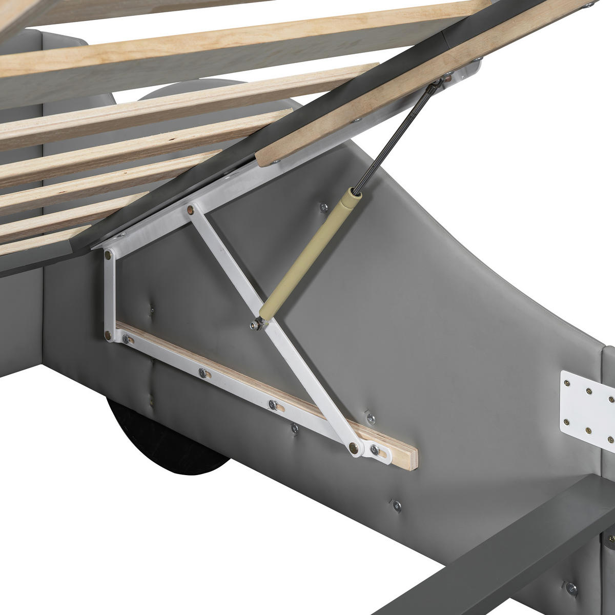 FLACHBETT 90x200cm Grau Autobett Kinderbett Unterbettstauraum - Grau, Holz - FLIEKS