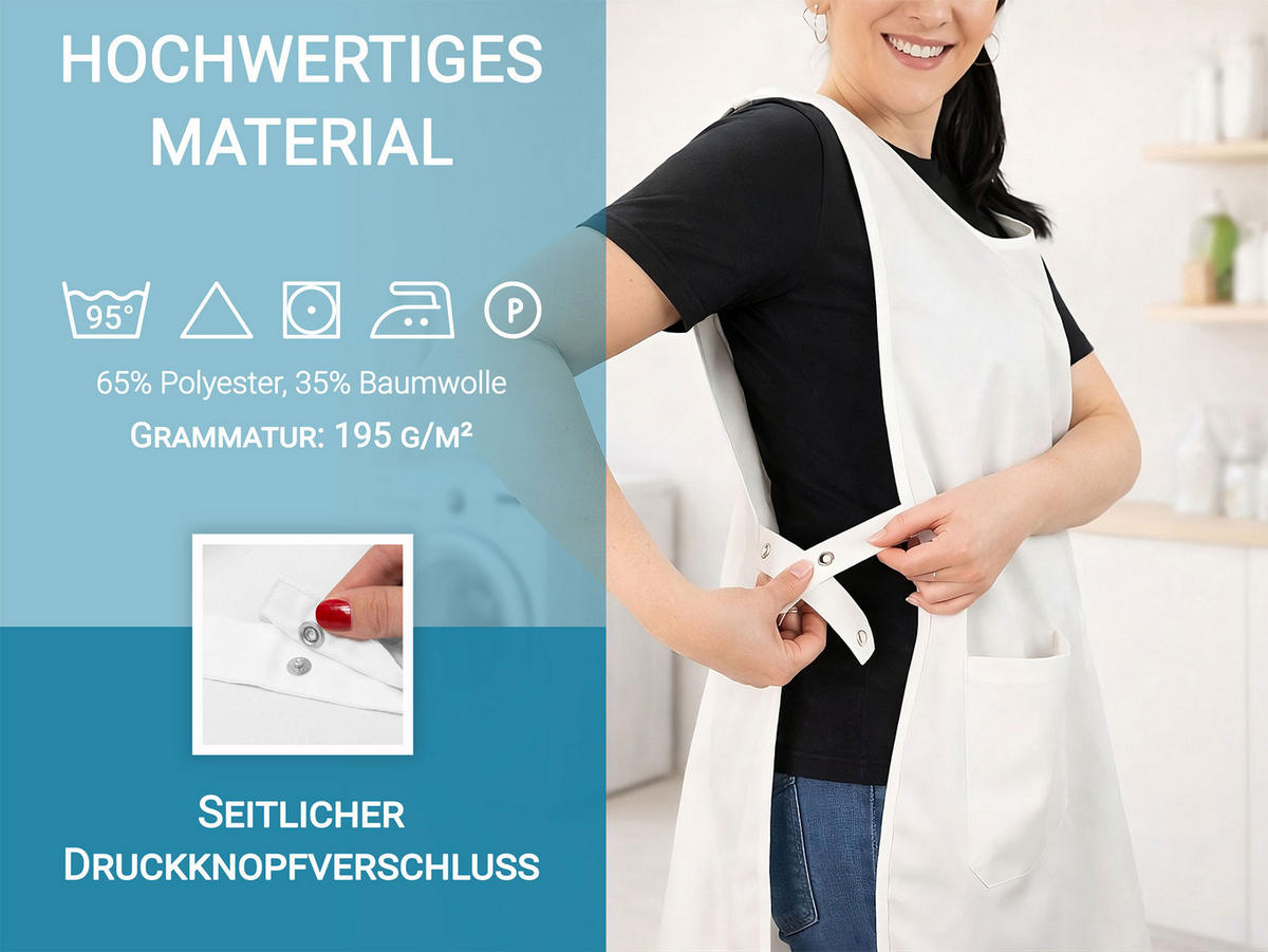 SCHÜRZE , onsize, 65% Polyester, 35% Baumwolle, Weiß - Weiß, Textil (62/90cm) - Zollner