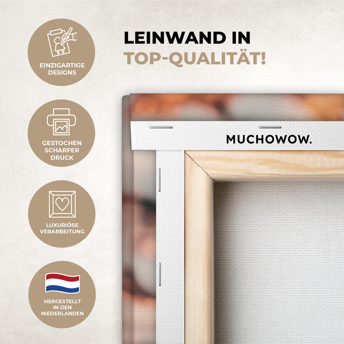 LEINWANDBILD Vogel - Zweig - Winter - Tiere - Schnee Wohnzimmer 120x80 cm - Bernsteinfarben, Textil (120/80cm) - MuchoWow