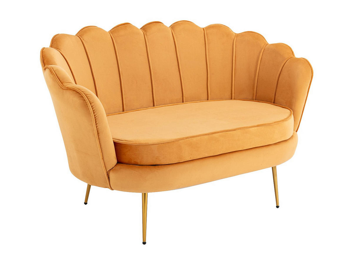 MUSCHELSOFA 2-Sitzer - Samt - Senfgelb - DANDELION - Gelb, Textil (124/78/73cm) - Pascal Morabito