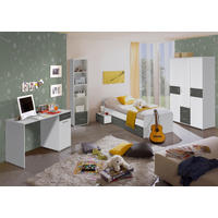 JUGENDZIMMER Star 4 teilig in Weiß und Beton - Kinderzimmer Komplett Set - Weiß/Grau, Holzwerkstoff (80/200/120cm)